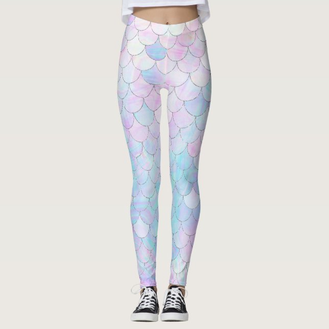 Leggings Holographie holographique de sirène pourpre (Devant)