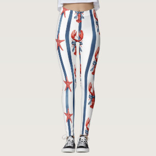 Leggings Homard Rouge Blanc Bleu Patriotique Étoiles (2)