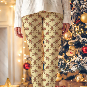 Leggings Homme en pain d'épices jaune à pois de Noël