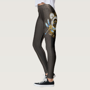 Leggings Horloge à vapeur avec libellule mécanique