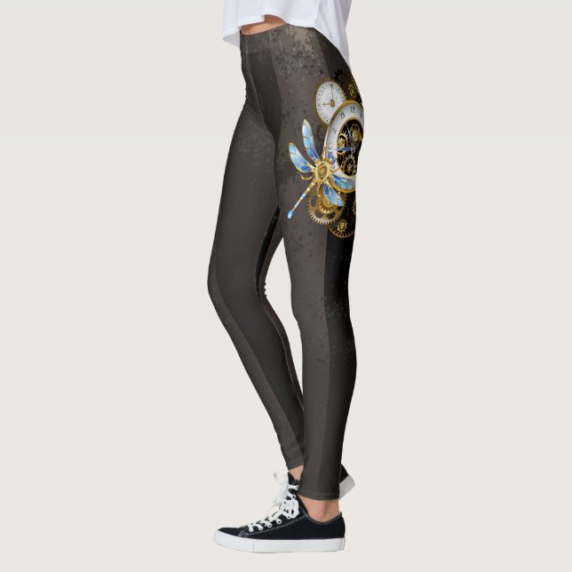 Leggings Horloge à vapeur avec libellule mécanique (Gauche)