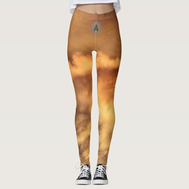 LEGGINGS HORLOGE DE HAUTS IMPRIMÉS INITIAL PERSONNALISÉ (Devant)