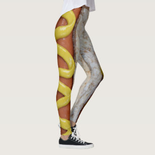 Leggings hot-dog délicieux avec la photographie de moutarde