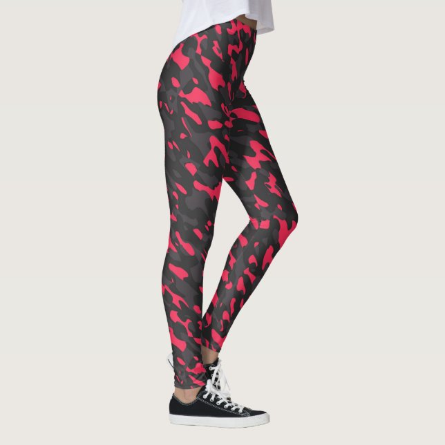 Leggings Hot pink Black Purple Camo Abstract (Droite)