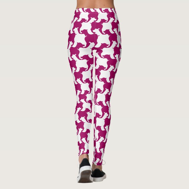 Leggings Houndstooth violet et blanc avec pattes de chiens (Dos)
