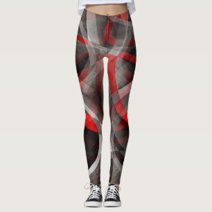 Leggings Huit couches de courbes rouges, blanches et grises