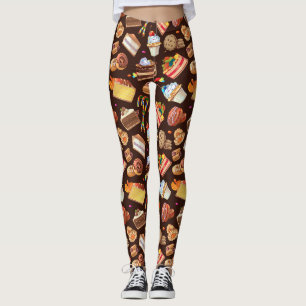 Leggings Humour amusant Dessin Dessin Cartoon Sucres Gâteau