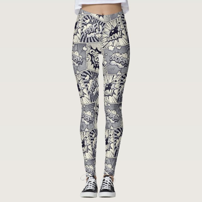 Leggings Humour amusant Dessin Dessin Discours Ballons Grap (Devant)