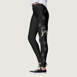 Leggings Husky sibérien agouti de dessin animé & pattes