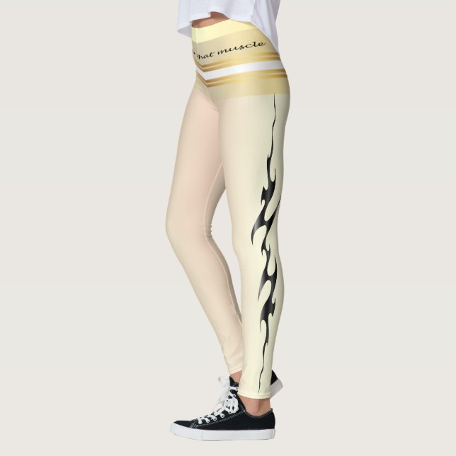 Leggings Hustère pour ce muscle citation jaune et noir text (Gauche)