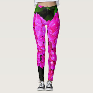 Leggings Hydrangea Fleurs Florales Rose Nature Élégant Chic