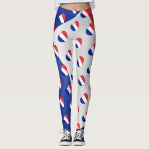 Leggings I Love France French Flag Hearts Motif Funny