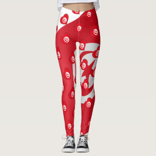 Leggings I Love Tunisie Tunisian Drapeau Hearts Motif Funny