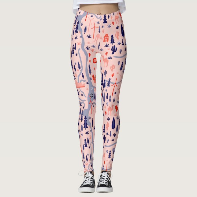 Leggings Icônes australiennes, motif décoratif sans soudure (Devant)