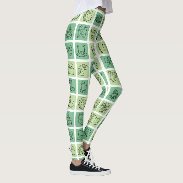 Leggings Icônes tirées à la main de St. Patrick ID635 (Droite)