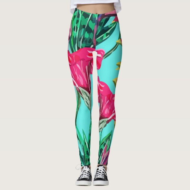 Leggings Île florale tropicale (Devant)