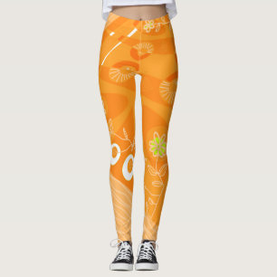 Leggings Illustration Bohème Chintz Pastel Orange