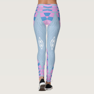 Leggings Illustration Bohème Chintz Rose Bleu Blanc 2