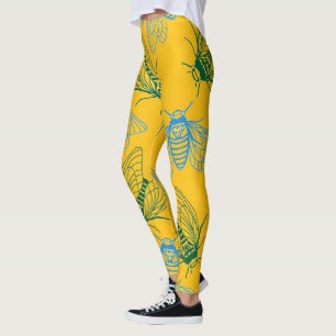 Leggings Illustration botanique de cigale jaune