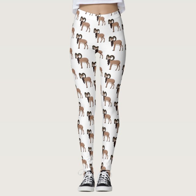 Leggings Illustration de chèvre de Mouflon (Devant)