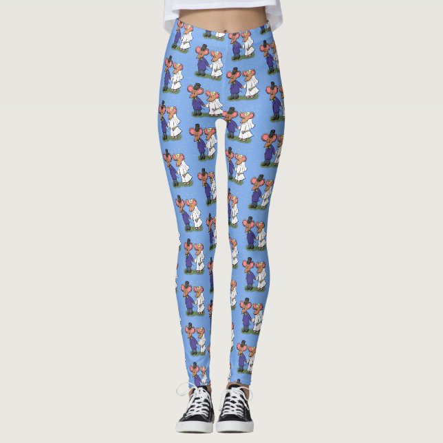 Leggings Illustration de dessin animé d'un couple de souris (Devant)