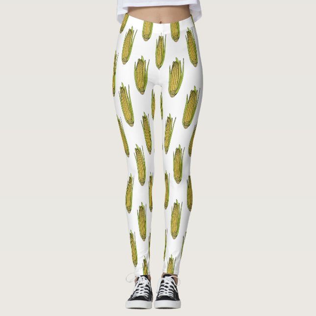 Leggings Illustration de dessin sur le maïs (Devant)