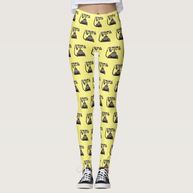 Leggings Illustration de dessin téléphonique (Devant)