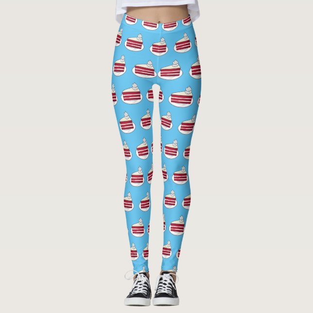 Leggings Illustration de gâteau en velours rouge (Devant)