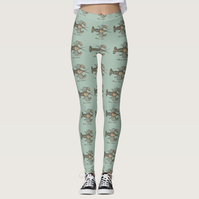 Leggings Illustration de homard, fruits de mer du Maine (Devant)