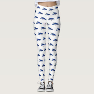 Leggings Illustration de l'écrevisse marron bleu