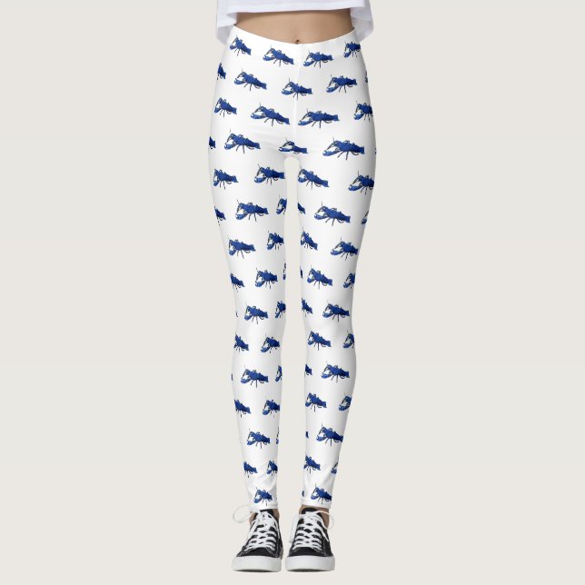 Leggings Illustration de l'écrevisse marron bleu (Devant)