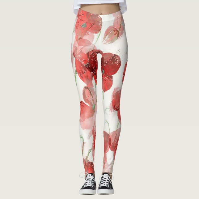 Leggings Illustration de l'élégante couleur rouge de l'aqua (Devant)