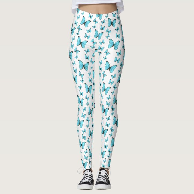 Leggings Illustration de papillons Morpho (Devant)