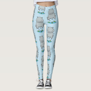 Leggings Illustration de saut en hippo mignon