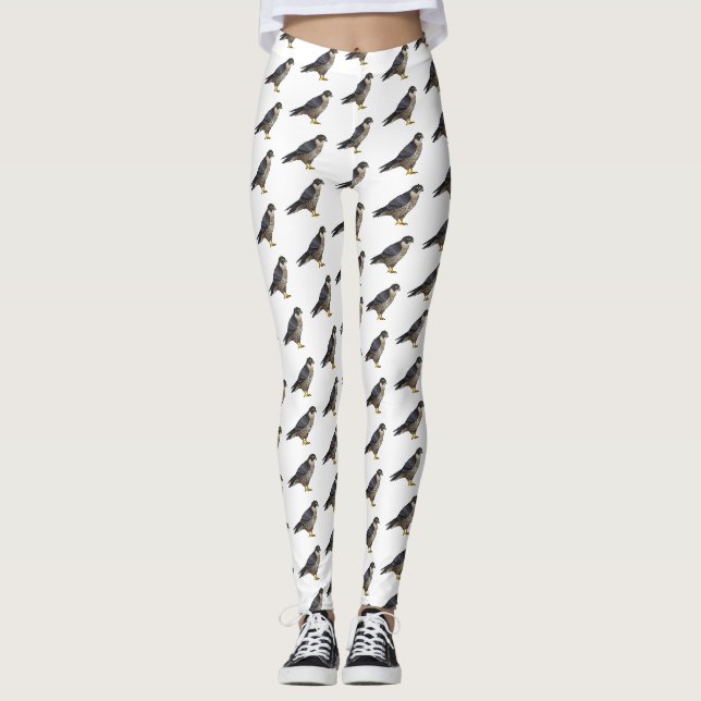 Leggings Illustration d'oiseau de faucon pèlerin (Devant)