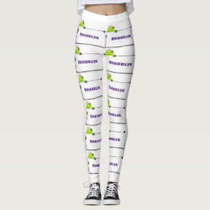 Leggings Illustration du panneau de grenouille verte mignon