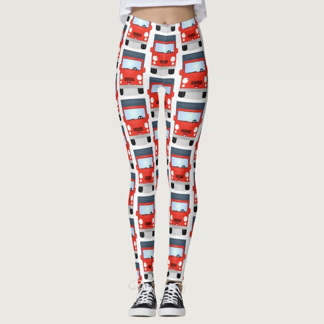 Leggings Illustration d'un joli camion rouge (Devant)