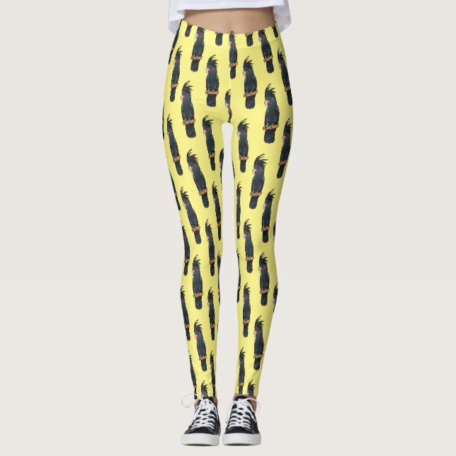 Leggings Illustration d'un oiseau de cobaye de palme (Devant)