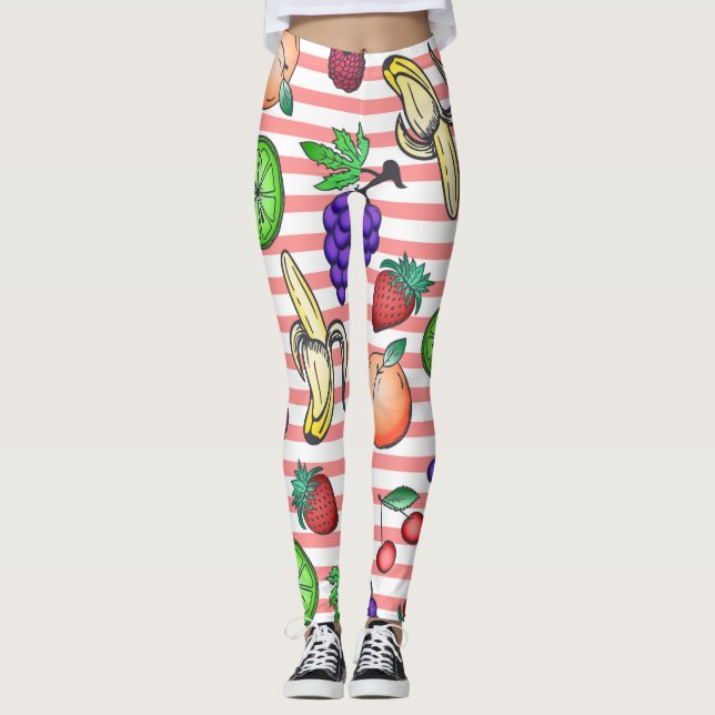 Leggings Illustrations vibrantes de macédoine de fruits sur (Devant)
