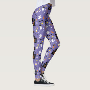 Leggings Illustré Motif d'Halloween avec violet