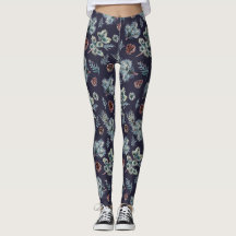Leggings illustrés de la Marine bleu et du pin ver