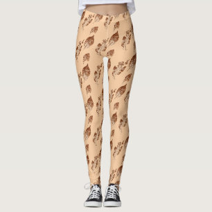 Leggings Image carrelée d'un feuille de bouleau dans le sou
