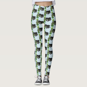Leggings Image de dessin animé de chat en panthère noire ja