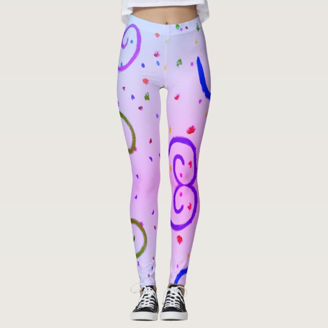 Leggings Image de dessin de plusieurs couleurs (Devant)