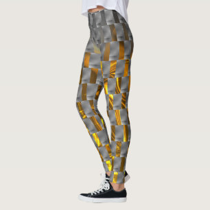 Leggings Image dorée sur plaques grises, formes rectangulai