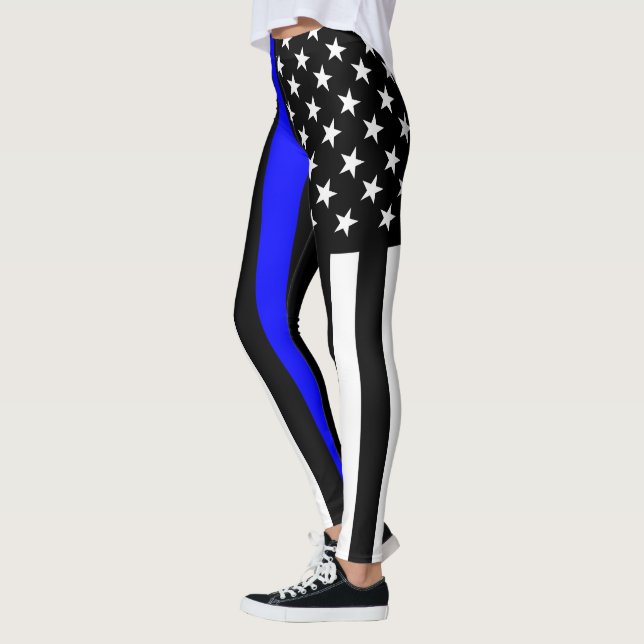 Leggings Image du drapeau américain de la Ligne bleue mince (Gauche)
