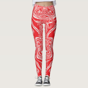 Leggings image rouge et blanche d'un motif sur un dos blanc