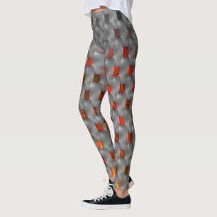 Leggings Image rouge sur plaques grises, formes rectangulai
