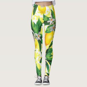 Leggings Imaginaire citron : Motif Floral Créatif