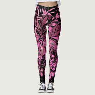 Leggings Imaginaire floral rose chaud
